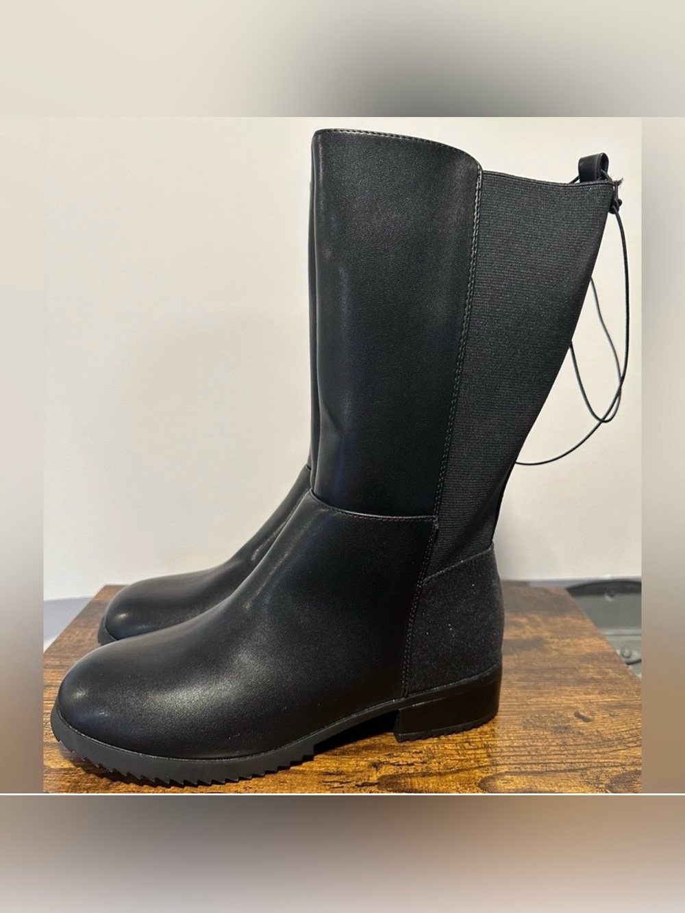Thereabouts Girls Black Brooklyn Flat Heel Riding Boots NWT Size Little Girls 1